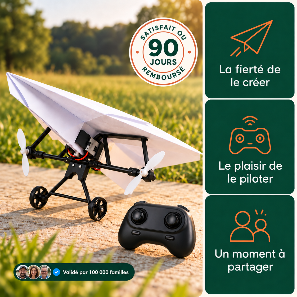 Kit avion en papier télécommandé